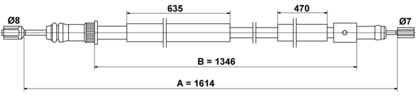 ATE Håndbremsekabel 24372708132 for PEUGEOT