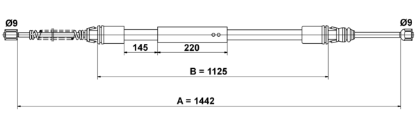 ATE Håndbremsekabel 24372708162 for PEUGEOT