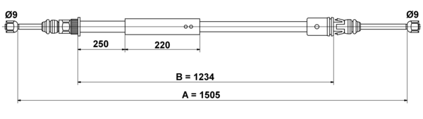 ATE Håndbremsekabel 24372708172 for PEUGEOT