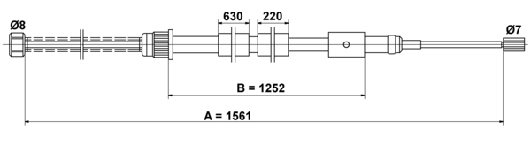 ATE Håndbremsekabel 24372708192 for PEUGEOT