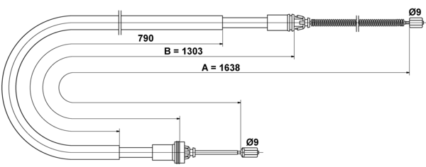 ATE Håndbremsekabel 24372708302 for PEUGEOT