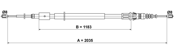 ATE Håndbremsekabel 24372708322 for PEUGEOT