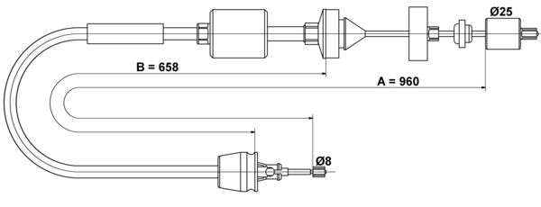 ATE Koblingskabel 24372810232 for NISSAN RENAULT