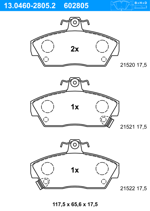ATE Bremseklodser 13046028052 for ROVER