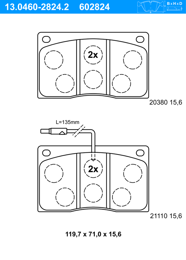 ATE Bremseklodser 13046028242 for RENAULT