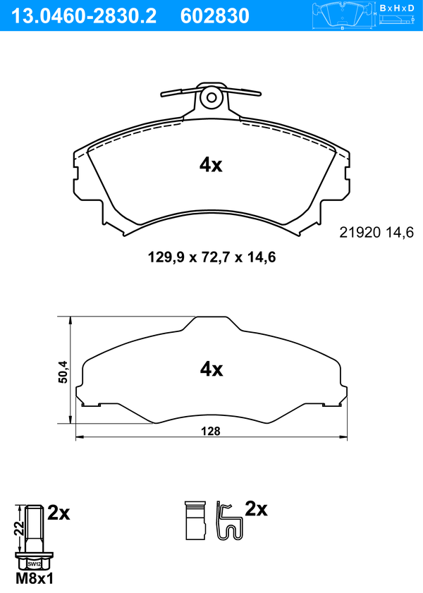 ATE Bremseklodser 13046028302 for VOLVO MITSUBISHI