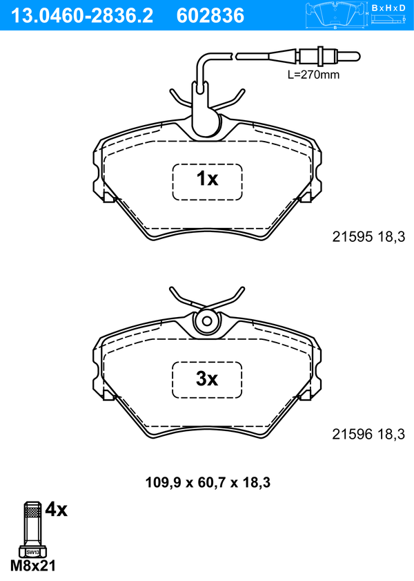 ATE Bremseklodser 13046028362 for RENAULT