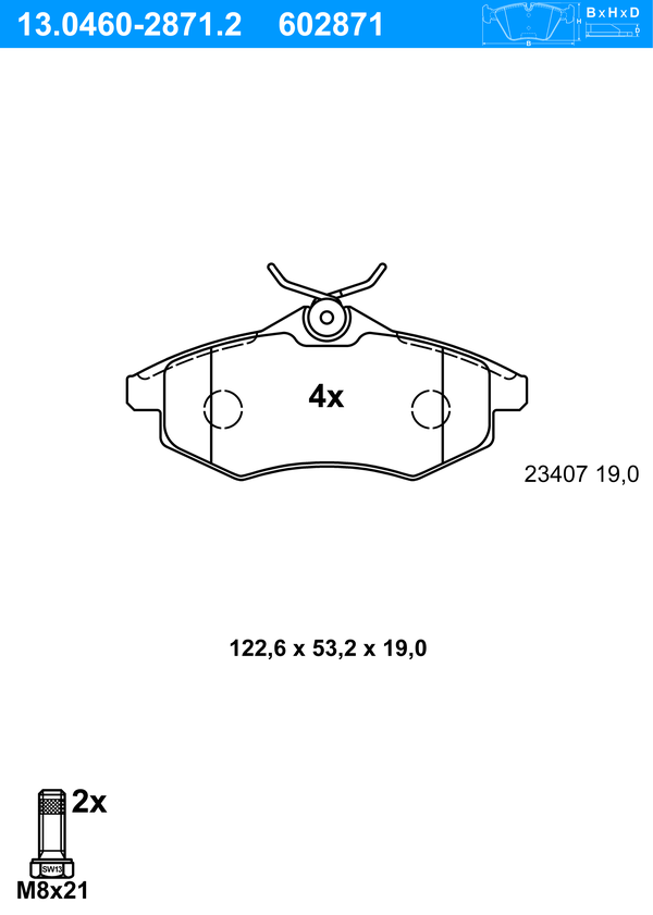 ATE Bremseklodser 13046028712 for CITROËN