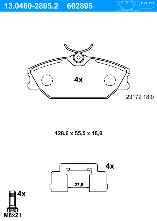 ATE Bremseklodser 13046028952 for RENAULT