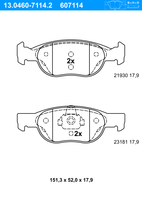 ATE Bremseklodser 13046071142 for FIAT