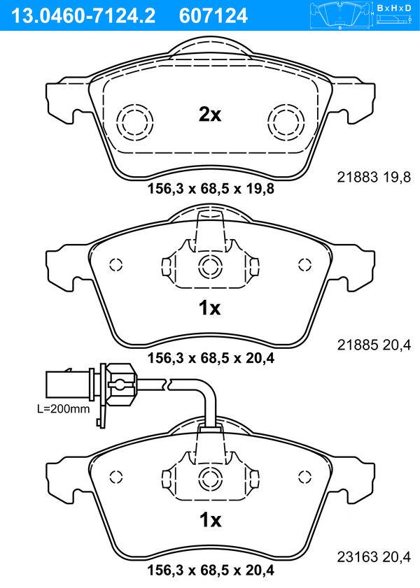 ATE Bremseklodser 13046071242 for VAG
