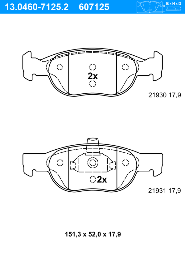 ATE Bremseklodser 13046071252 for FIAT