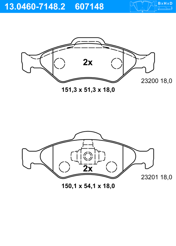 ATE Bremseklodser 13046071482 for FORD MAZDA