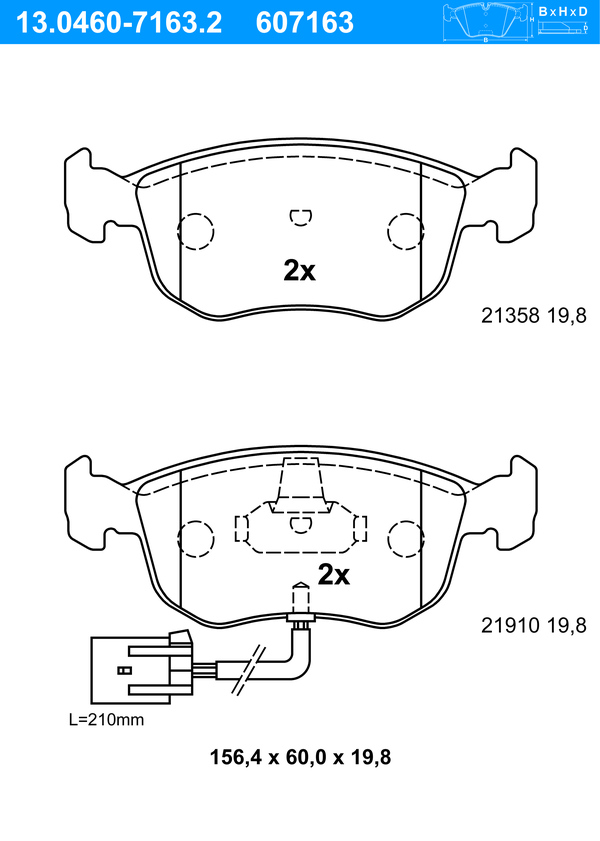 ATE Bremseklodser 13046071632 for FORD