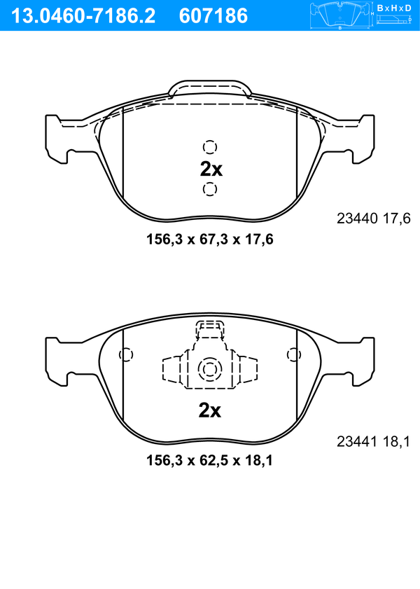 ATE Bremseklodser 13046071862 for FORD