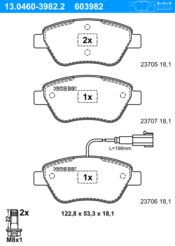 ATE Bremseklodser 13046039822 for FIAT