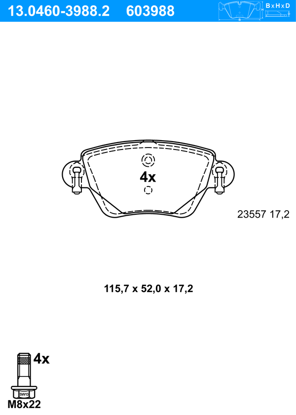 ATE Bremseklodser 13046039882 for FORD JAGUAR RENAULT
