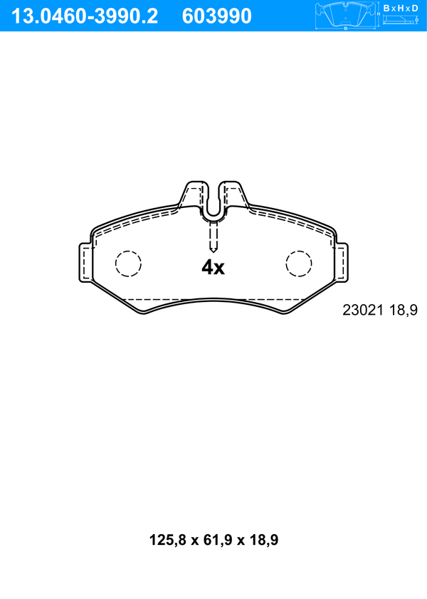 ATE Bremseklodser 13046039902 for MERCEDES-BENZ VAG