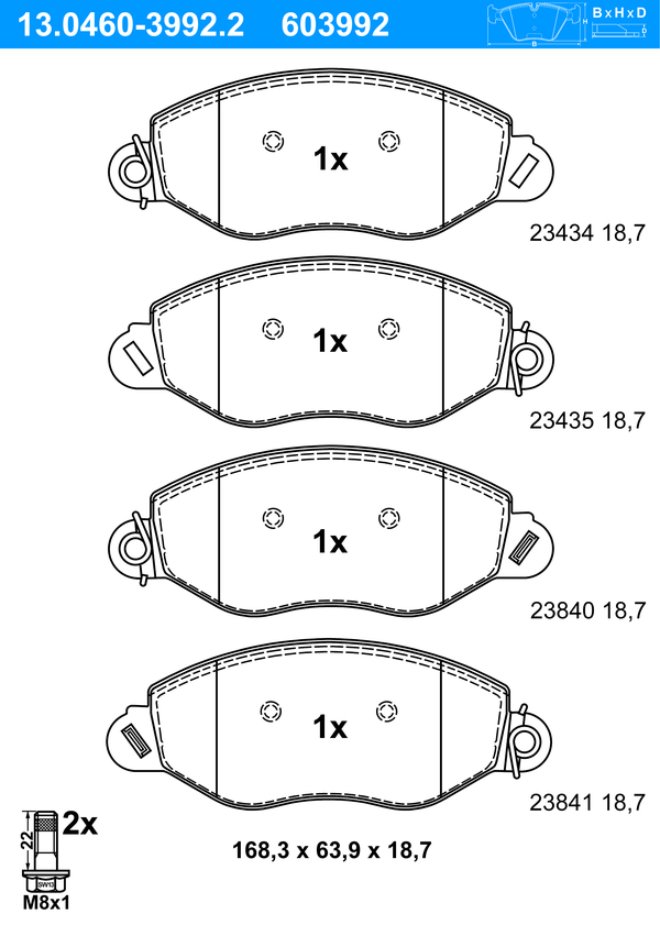 ATE Bremseklodser 13046039922 for FORD
