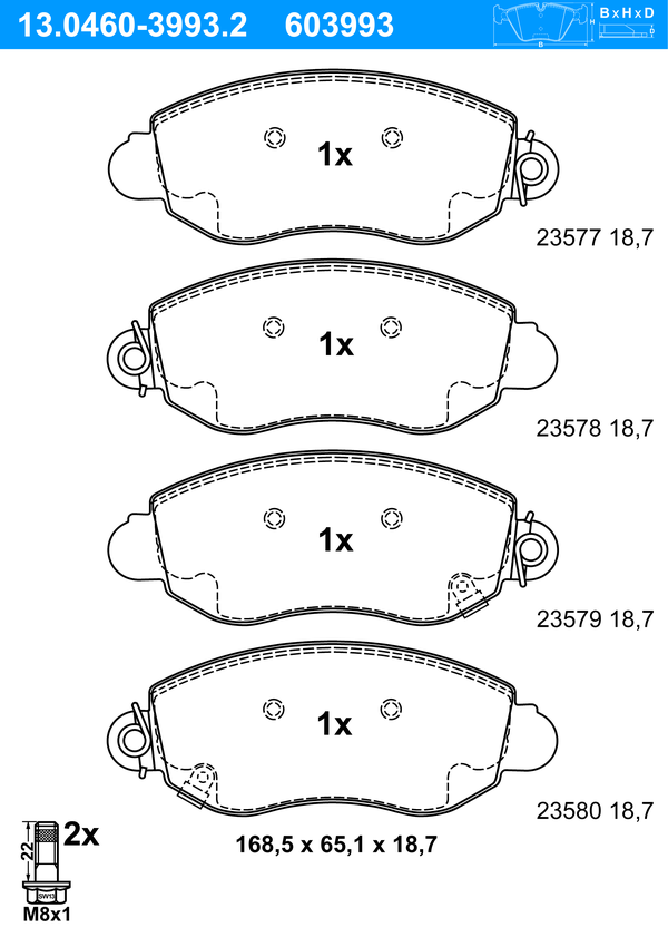 ATE Bremseklodser 13046039932 for FORD