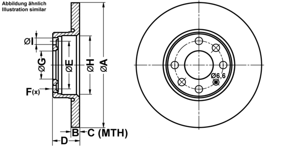 ATE Bremseskive 24011101411 fuld 256mm 11mm for VAUXHALL