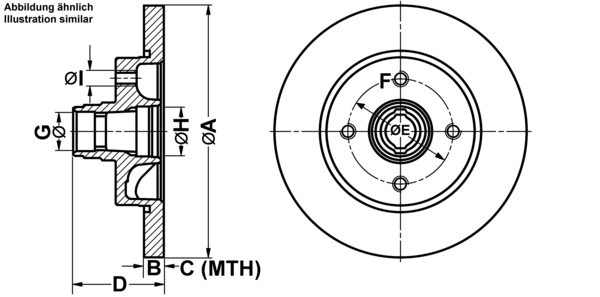 ATE Bremseskive 24011301701 fuld 257mm 13mm for PORSCHE