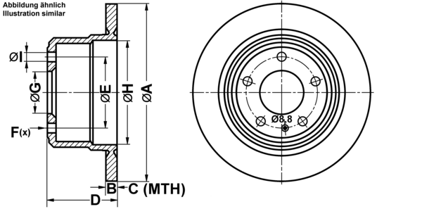 ATE Bremseskive 24011002621 fuld 300mm 10mm for BMW
