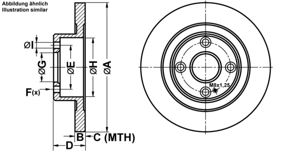 ATE Bremseskive 24011002691 fuld 261mm 10mm for MAZDA
