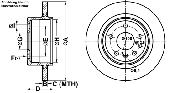 ATE Bremseskive 24011002741 fuld 286mm 10mm for SAAB