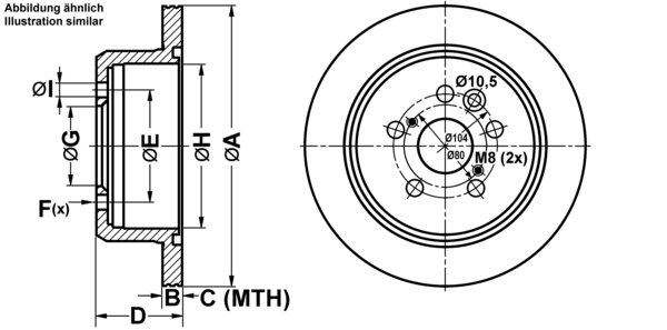 ATE Bremseskive 24011002411 fuld 269mm 10mm for TOYOTA
