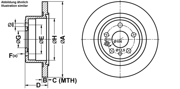ATE Bremseskive 24011201311 fuld 286mm 12mm for VAUXHALL