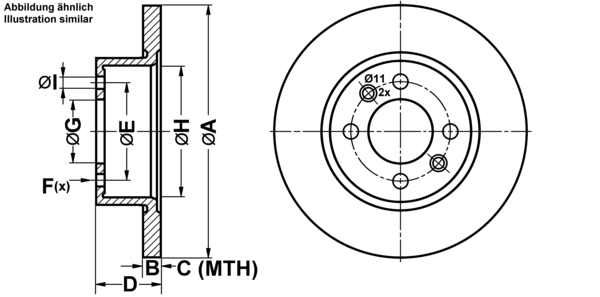ATE Bremseskive 24011201341 fuld 254mm 12mm for RENAULT