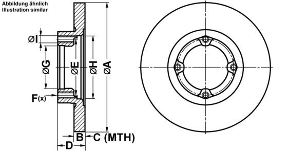 ATE Bremseskive 24011301951 fuld 236mm 13mm for DAEWOO CHEVROLET