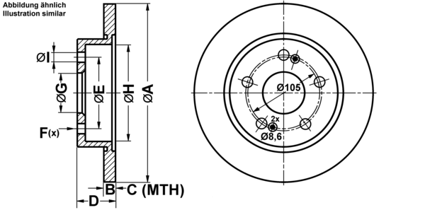 ATE Bremseskive 24011101441 fuld 265mm 10mm for RENAULT