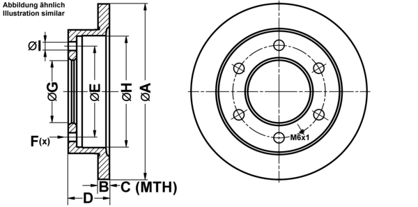 ATE Bremseskive 24.0112-0145.1 fuld 266mm 12mm for ISUZU