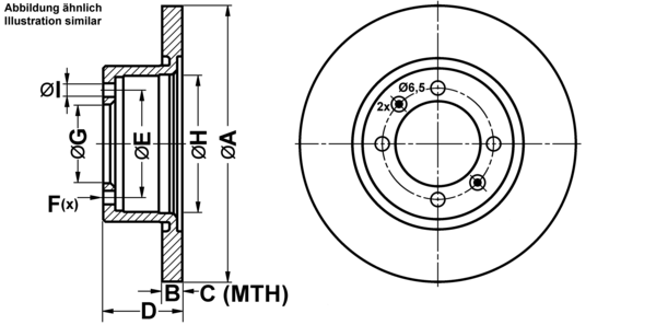 ATE Bremseskive 24011301171 fuld 280mm 13mm for SAAB