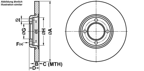 ATE Bremseskive 24011301181 fuld 245mm 13mm for FORD