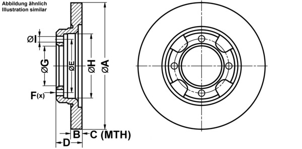 ATE Bremseskive 24011301591 fuld 243mm 13mm for MITSUBISHI