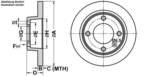 ATE Bremseskive 24010901221 fuld 224mm 9mm for CITROËN
