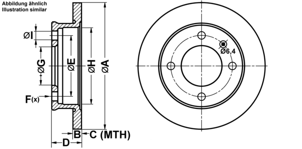 ATE Bremseskive 24011001481 fuld 221mm 10mm for FORD