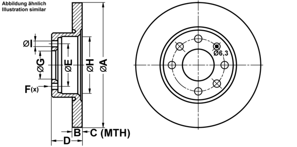 ATE Bremseskive 24011001521 fuld 236mm 10mm for VAUXHALL