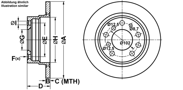 ATE Bremseskive 24011001101 fuld 272mm 10mm for BMW