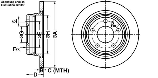 ATE Bremseskive 24011001181 fuld 300mm 10mm for BMW