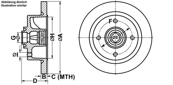 ATE Bremseskive 24011001421 fuld 278mm 10mm for VAG
