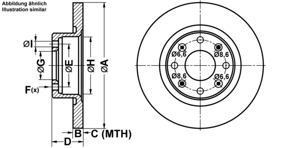 ATE Bremseskive 24011001831 fuld 266mm 10mm for PEUGEOT CITROËN