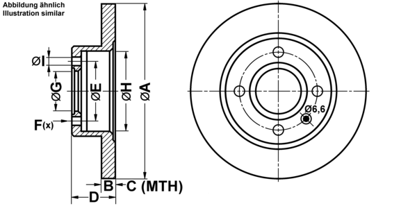 ATE Bremseskive 24011001961 fuld 240mm 10mm for FORD