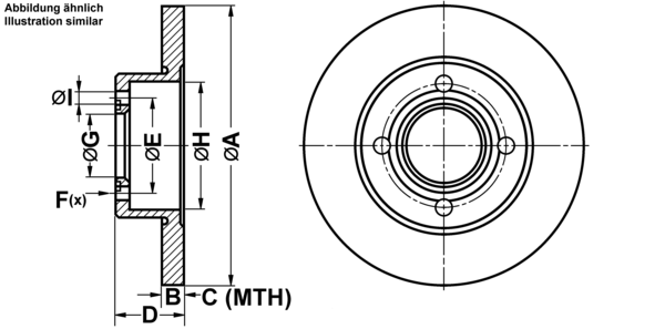 ATE Bremseskive 24011002001 fuld 245mm 10mm for VAG