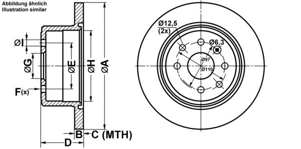ATE Bremseskive 24011002051 fuld 270mm 10mm for VAUXHALL
