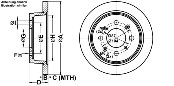 ATE Bremseskive 24011002121 fuld 238mm 10mm for HONDA ROVER
