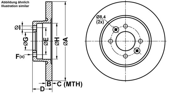 ATE Bremseskive 24011002191 fuld 265mm 10mm for RENAULT
